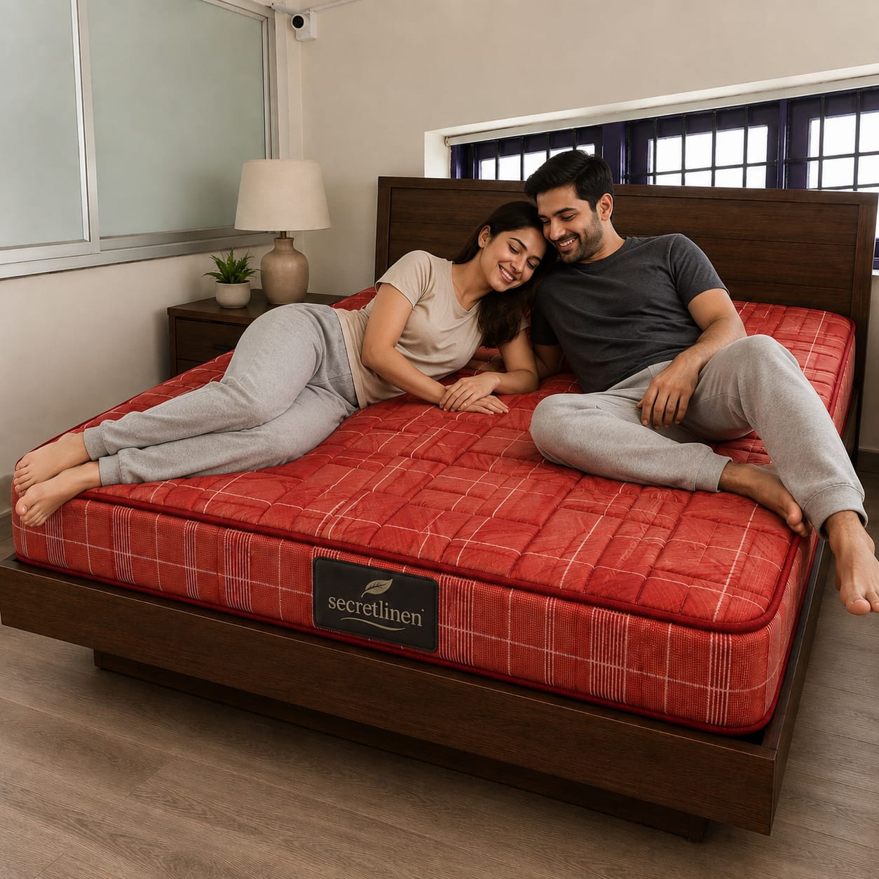 Secret Linen mattress — couple resting comfortably